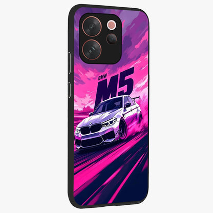 Velocity Drift Pulse Glass Case upright view showcasing powerful racing artwork with energetic motorsport theme.
