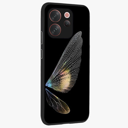 Whispers Of Wings Glass Case upright view showcasing elegant wing artwork with light airy theme.