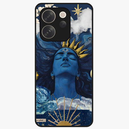 Aesthetic Lord Shiva Glass Case showing flat back view with divine Shiva artwork and glossy glass finish.
