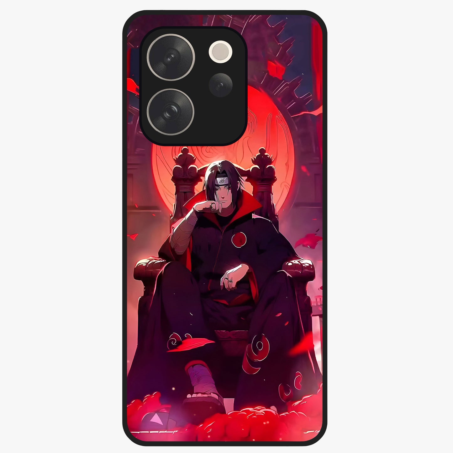 Blood Moon Sovereign Glass Case showing flat back view with mystical blood moon artwork and glossy glass finish.