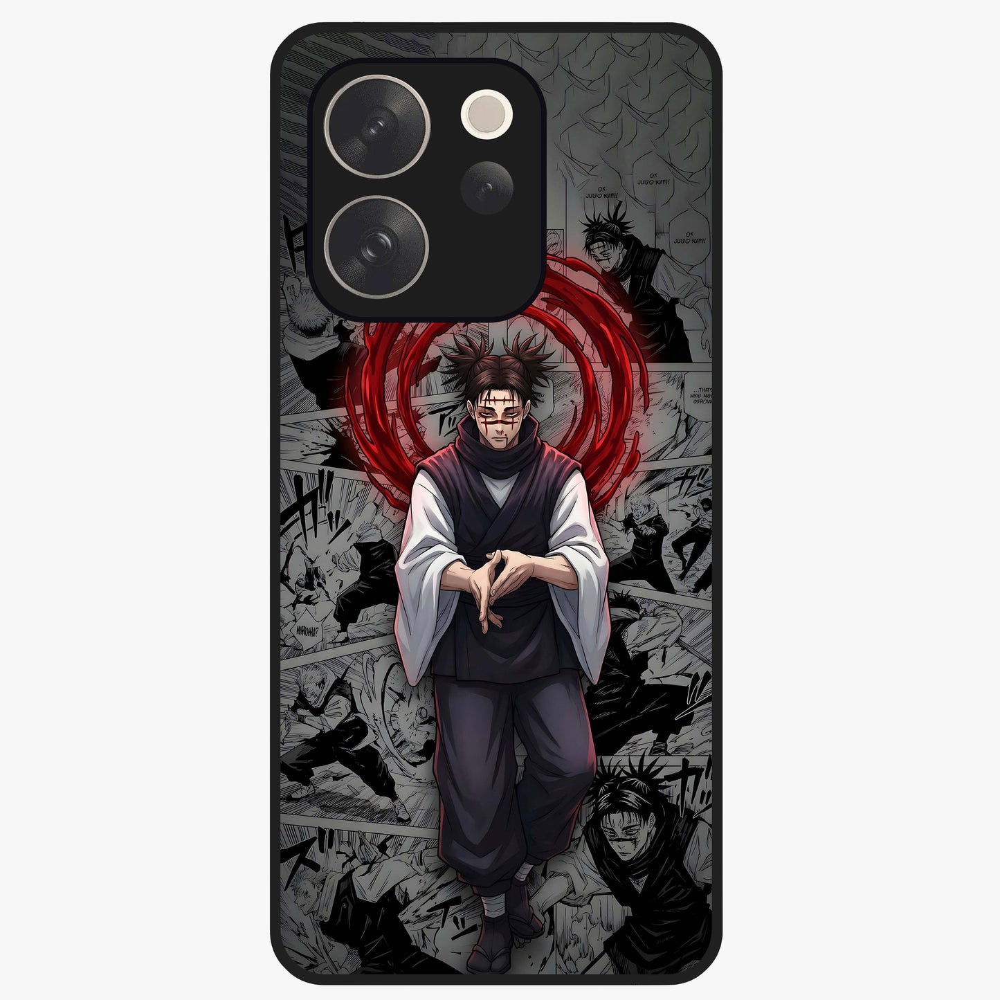 Cursed Ritual Ascension Glass Case showing flat back view with dark ritual themed artwork and glossy glass finish.