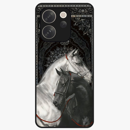 Majestic Ride Legacy Glass Case showing flat back view with powerful automotive inspired artwork and glossy glass finish.
