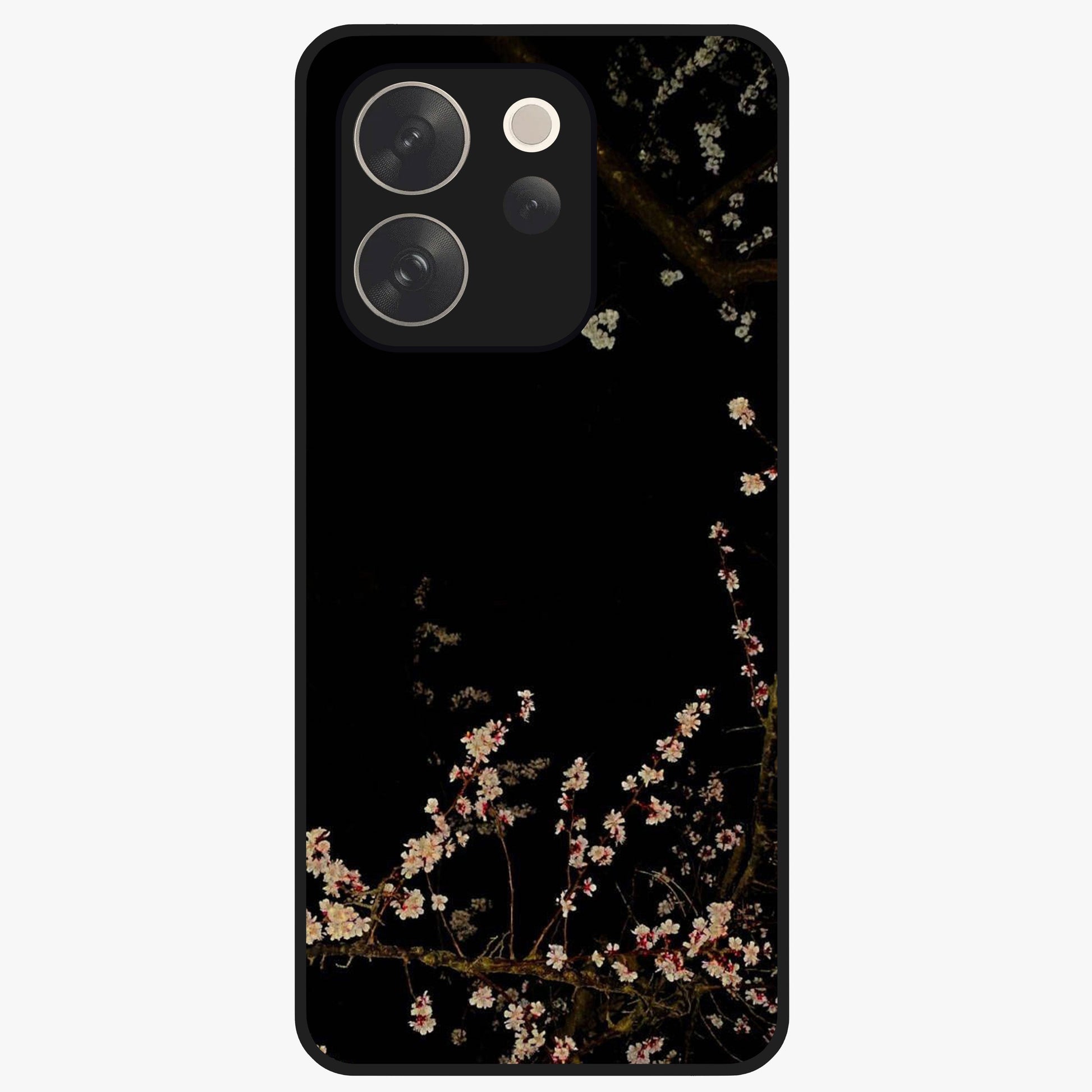 Petal Moon Light With Custom Name Glass Case showing flat back view with floral moonlight artwork and personalized name design.