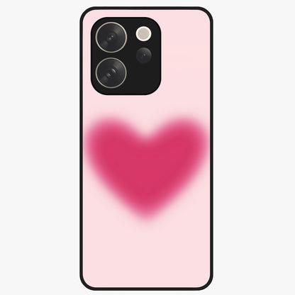 Pink Aura Heart Glass Case showing flat back view with glowing heart artwork and glossy glass finish.