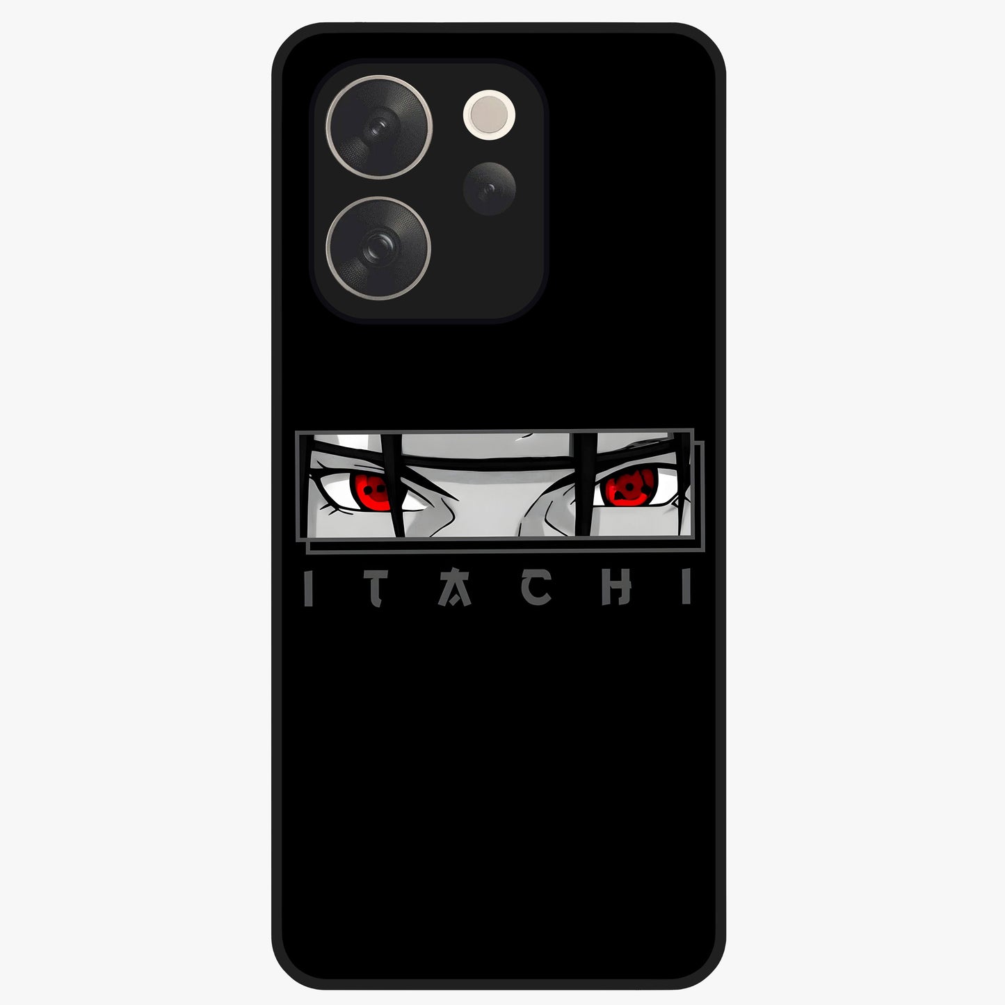Scarlet Gaze Dominance Glass Case showing flat back view with striking red themed artwork and glossy glass finish.