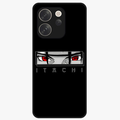 Scarlet Gaze Dominance Glass Case showing flat back view with striking red themed artwork and glossy glass finish.