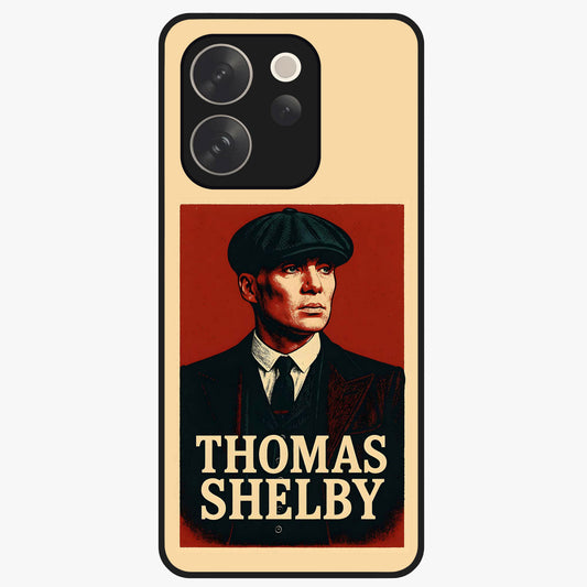 Vintage Mafia Authority Glass Case showing flat back view with bold vintage mafia inspired artwork and glossy glass finish.