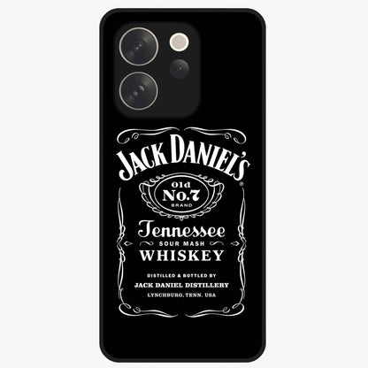 Vintage Whiskey Heritage Glass Case showing flat back view with classic whiskey inspired artwork and glossy glass finish.