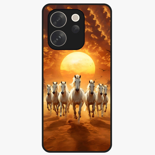 Wild Sunset Majesty Glass Case showing flat back view with majestic sunset landscape artwork and glossy glass finish.