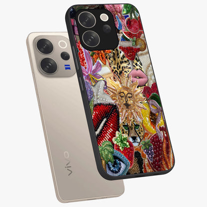 Beaded Fashion Jungle Glass Case displayed in angled mockup highlighting colorful fashion bead design and artistic pattern.