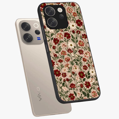 Biege Flower With Leaf Glass Case displayed in angled mockup highlighting minimal floral leaf design and elegant aesthetic.