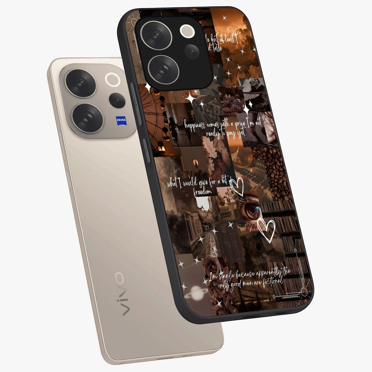 Bittersweet Aesthetic Chaos Glass Case displayed in angled mockup highlighting expressive abstract artwork and edgy aesthetic theme.