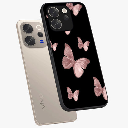 Butterfly Pattern Glass Case displayed in angled mockup highlighting delicate butterfly design and aesthetic pattern style.