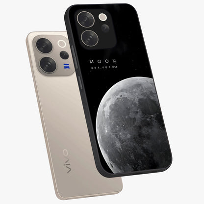 Cosmic Moon Glow Glass Case displayed in angled mockup highlighting celestial moon design with cosmic aesthetic theme.