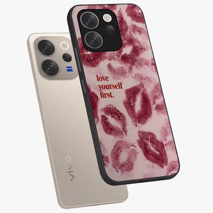 Crimson Kiss Love Glass Case displayed in angled mockup highlighting bold love inspired design with modern aesthetic style.