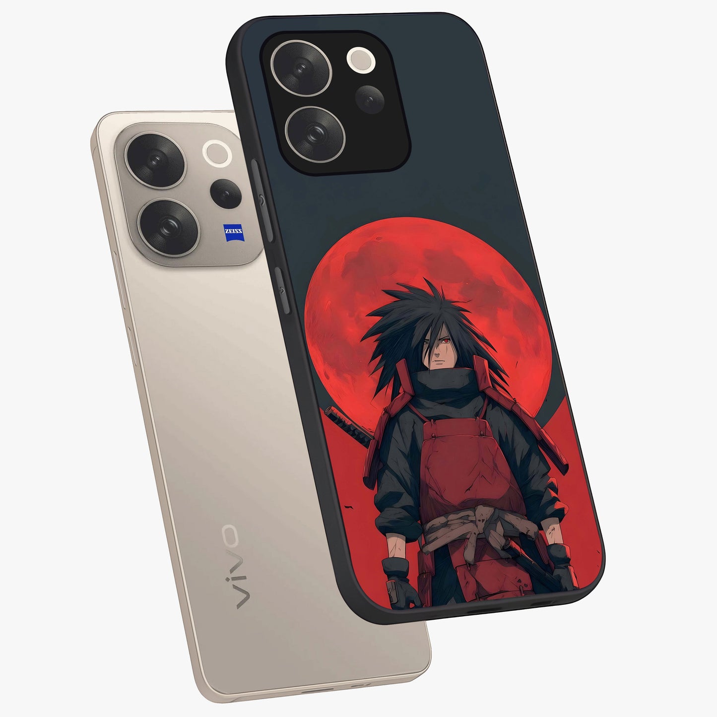 Crimson Moon Warlord Glass Case displayed in angled mockup highlighting dramatic crimson moon design with fantasy aesthetic.