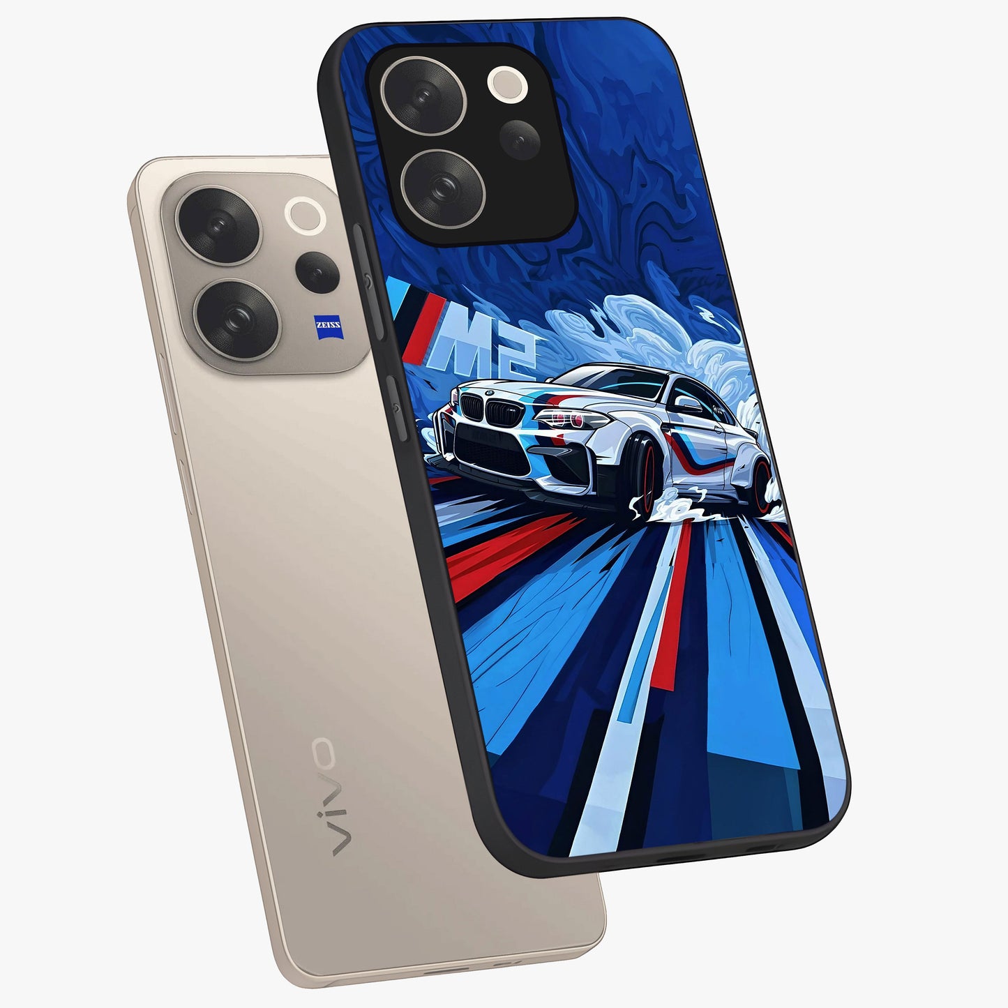 Drift Power Rush Glass Case displayed in angled mockup highlighting powerful drift car design with sporty aesthetic style.