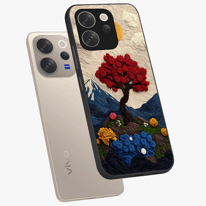 Eternal Nature Tapestry Glass Case displayed in angled mockup highlighting detailed botanical pattern with artistic aesthetic.