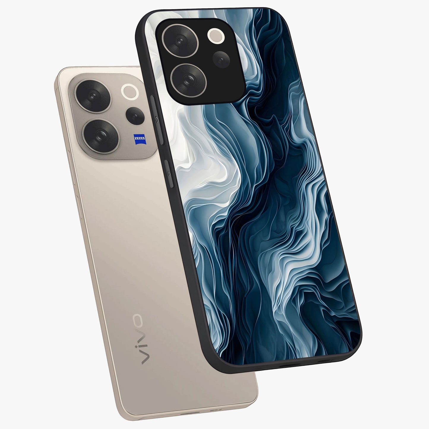 Ethereal Paper Marble Glass Case displayed in angled mockup highlighting elegant marble pattern with modern aesthetic style.