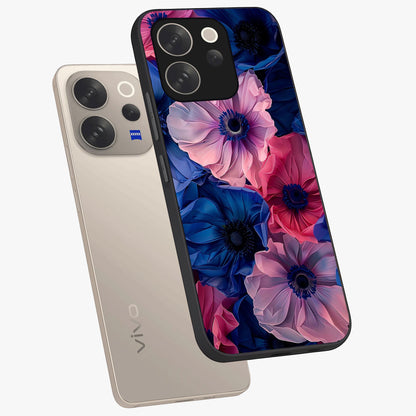 Flower Paper Art Pattern Glass Case displayed in angled mockup highlighting layered paper flower design with artistic aesthetic.