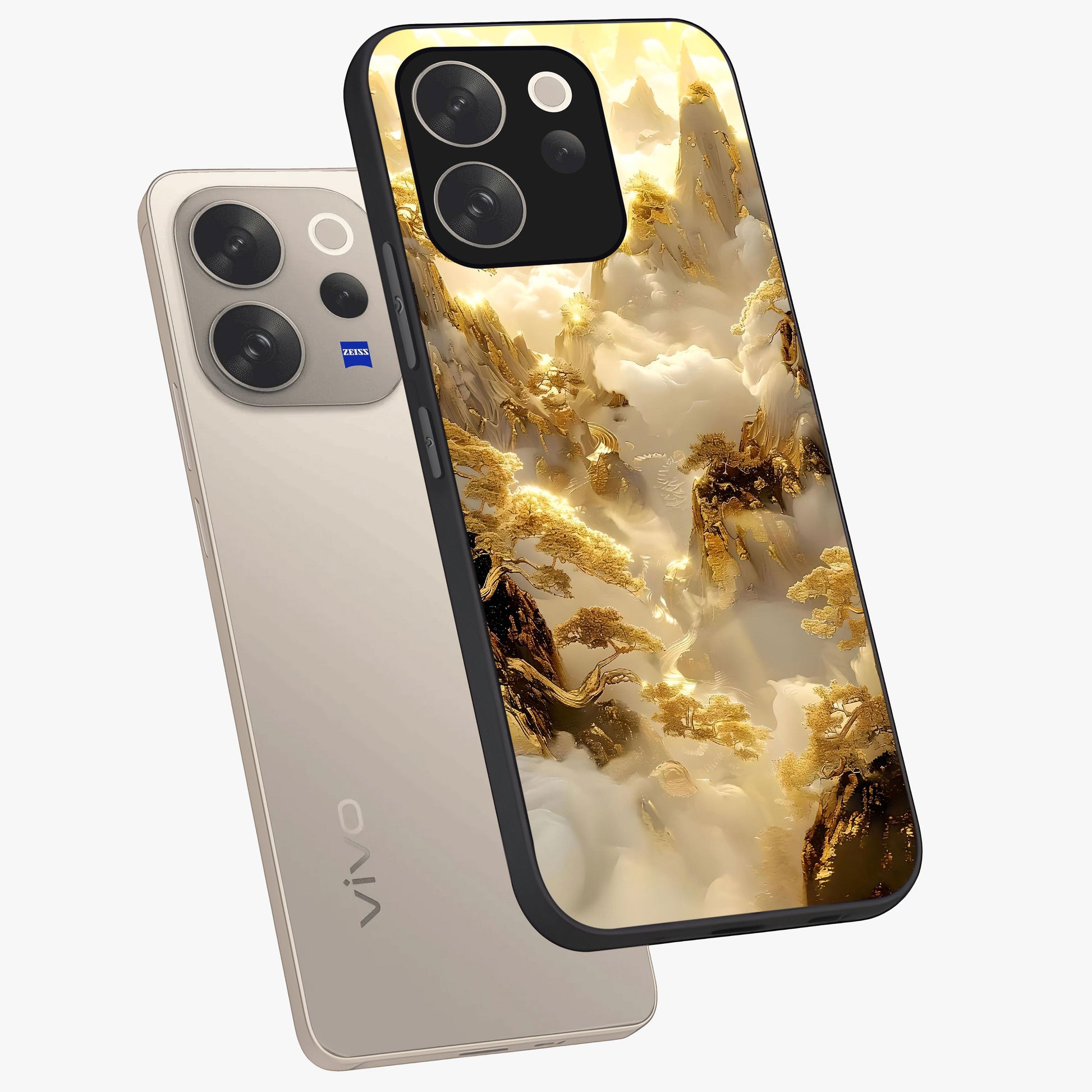 Gates Of Illumination Glass Case displayed in angled mockup highlighting radiant portal inspired design with fantasy aesthetic.