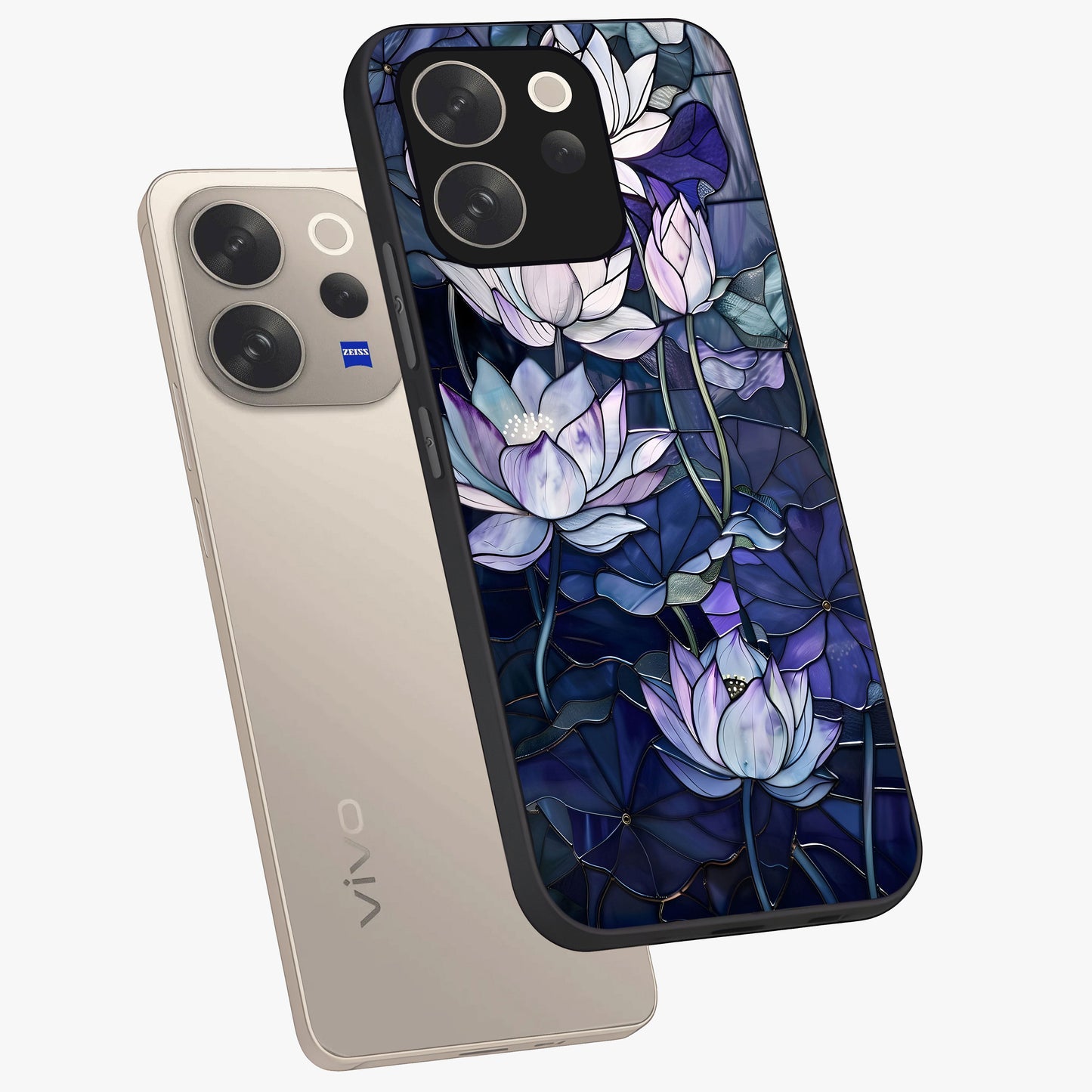 Gloss Petal Rush Glass Case displayed in angled mockup highlighting vibrant petal design with elegant floral aesthetic.