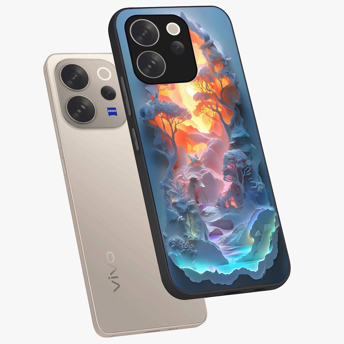 Glow Forest Portal Glass Case displayed in angled mockup highlighting mystical forest design with magical glowing aesthetic.