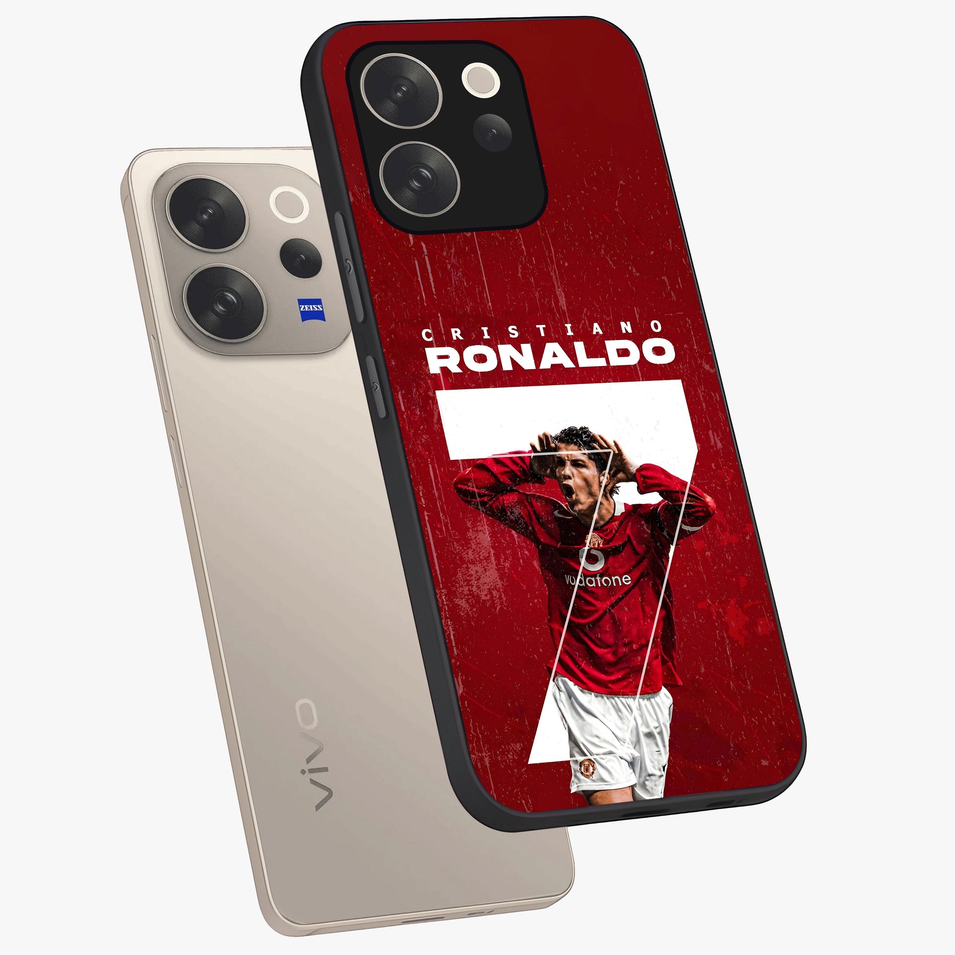 Goal Celebration Legacy Glass Case displayed in angled mockup highlighting energetic sports celebration design with bold athletic theme.