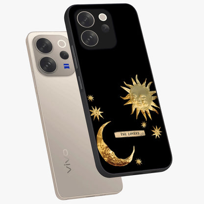 Gold Sun Blush Glass Case displayed in angled mockup highlighting radiant sun design with warm golden aesthetic.