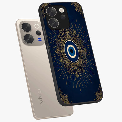 Golden Celestial Charm Glass Case displayed in angled mockup highlighting sparkling cosmic charm design with celestial aesthetic.