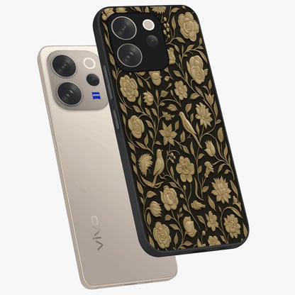 Golden Evil Eye Mandala Glass Case displayed in angled mockup highlighting protective evil eye symbol with golden mandala design.
