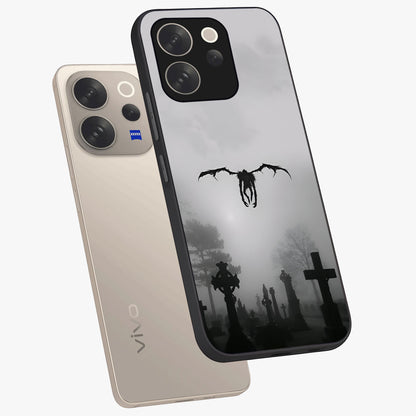 Graveyard Shadow Descent Glass Case displayed in angled mockup highlighting eerie shadow illustration with gothic aesthetic.