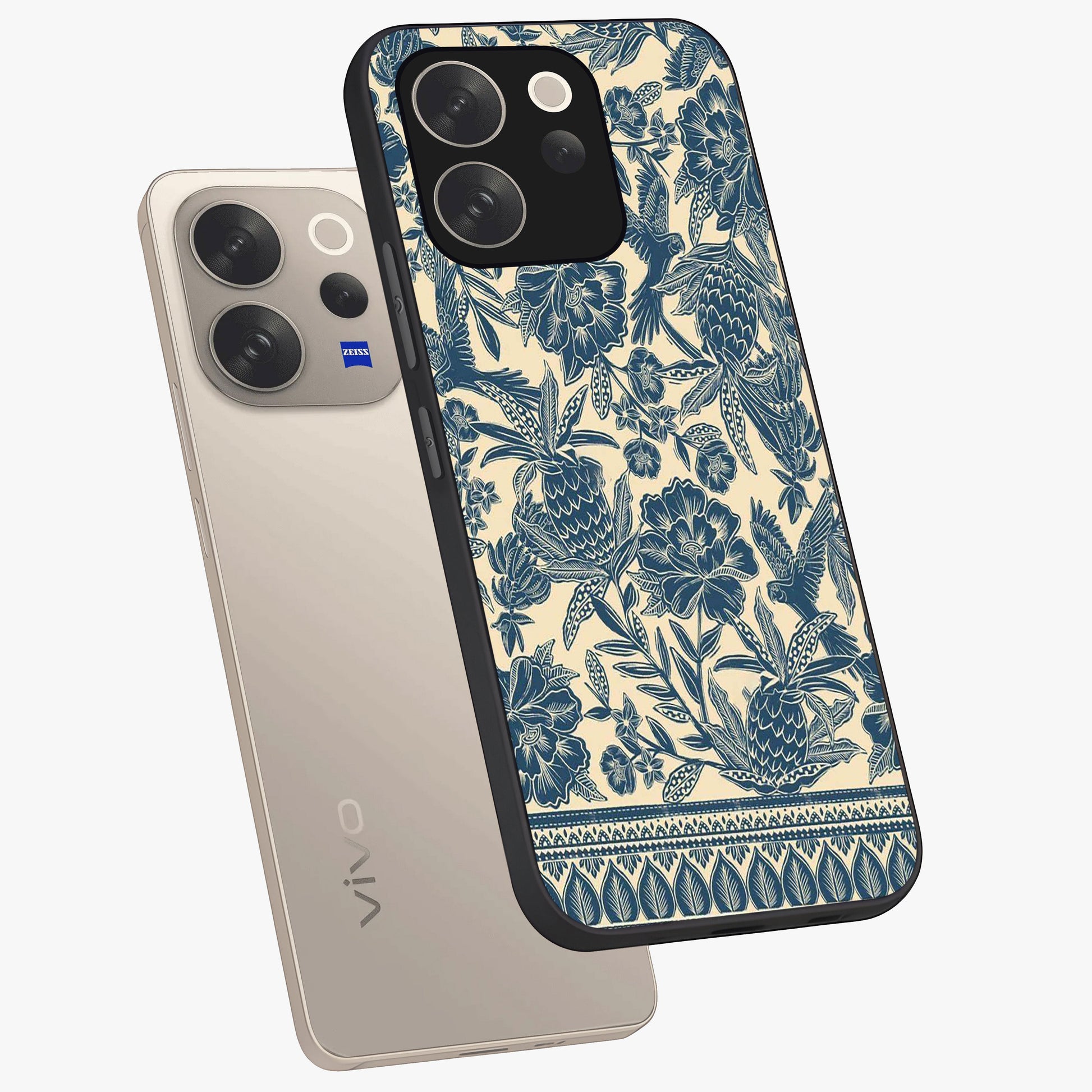 Heirloom Wild Bloom Glass Case displayed in angled mockup highlighting botanical bloom design with classic aesthetic style.