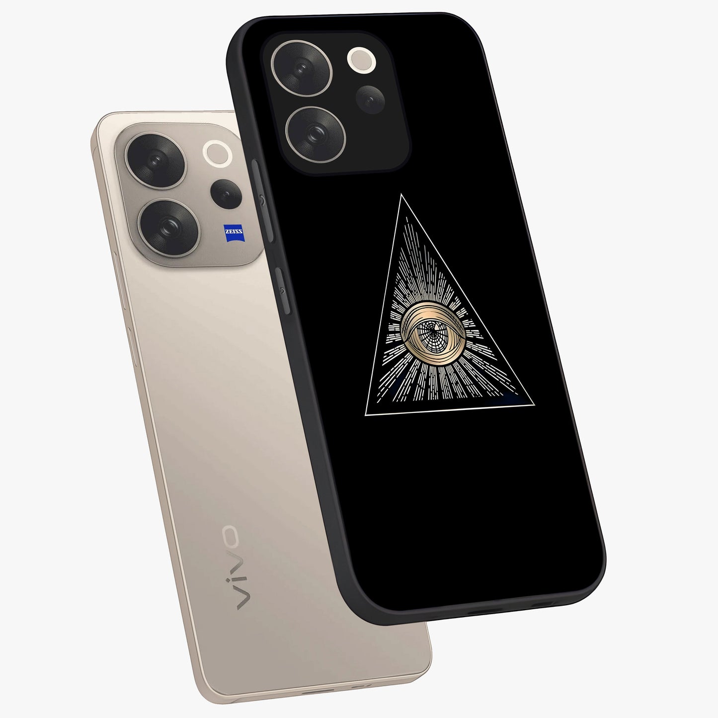 Illuminati Evil Glass Case displayed in angled mockup highlighting dark occult inspired design with bold aesthetic style.