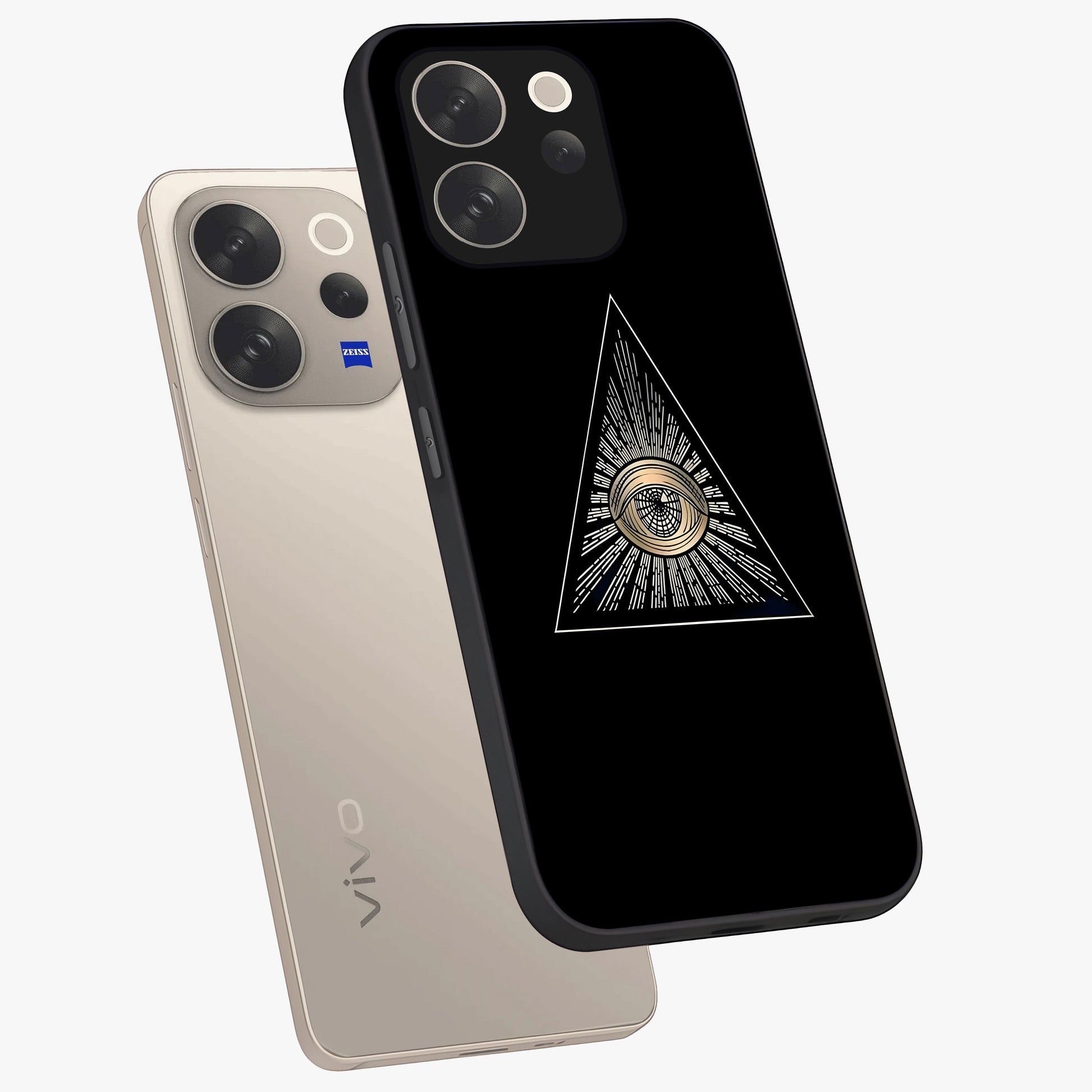Illuminati Evil Glass Case displayed in angled mockup highlighting dark occult inspired design with bold aesthetic style.
