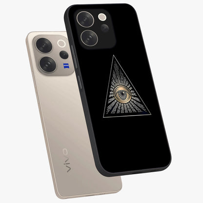Illuminati Evil Glass Case displayed in angled mockup highlighting dark occult inspired design with bold aesthetic style.