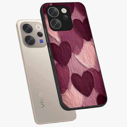 Layered Paper Hearts Glass Case displayed in angled mockup highlighting creative paper craft heart design with romantic aesthetic.