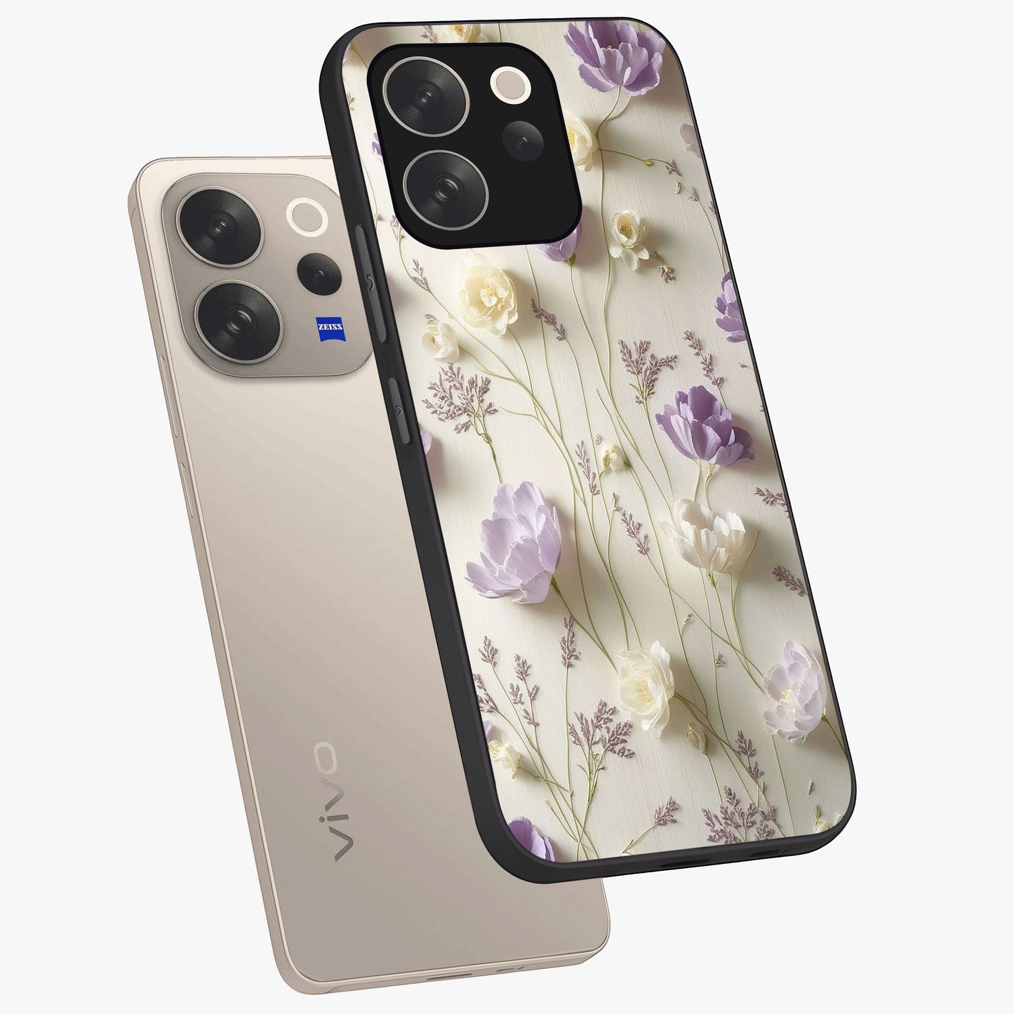 Lilac Breeze Harmony Glass Case displayed in angled mockup highlighting calm lilac breeze design with soothing aesthetic style.