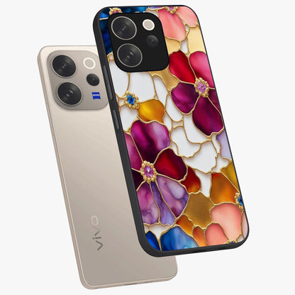 Marble Flower Pattern Glass Case displayed in angled mockup highlighting elegant marble floral design with modern aesthetic.