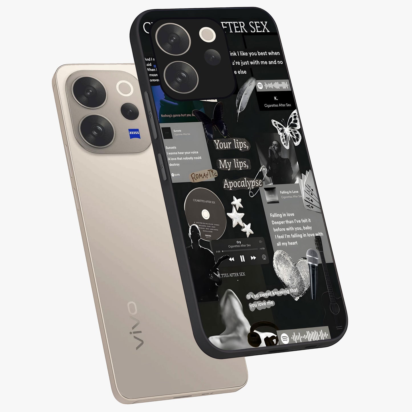 Midnight Love Echo Glass Case displayed in angled mockup highlighting elegant love inspired design with deep aesthetic style.