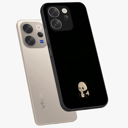 Midnight Panda Love Glass Case displayed in angled mockup highlighting adorable panda illustration with midnight aesthetic.