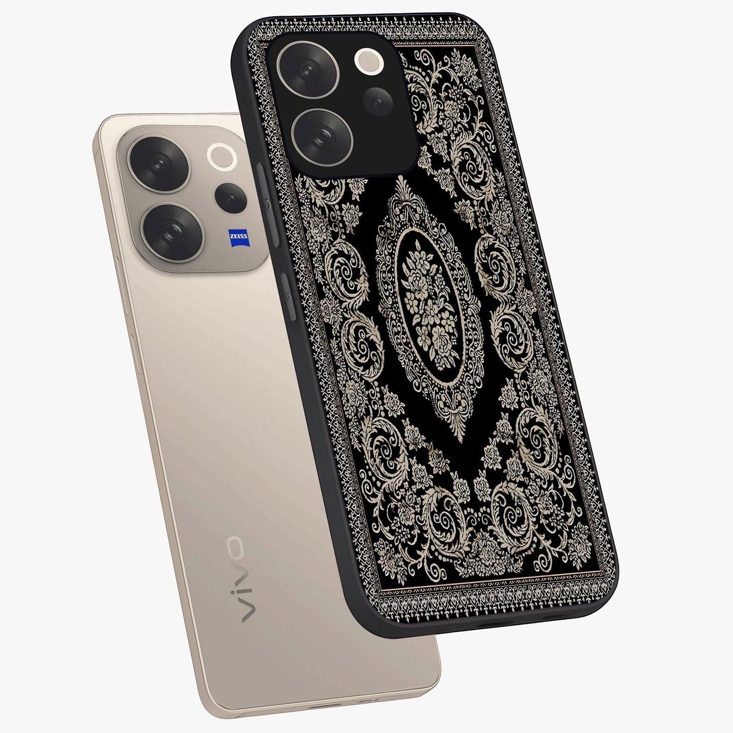 Noir Bloom Elegance Glass Case displayed in angled mockup highlighting refined flower design with stylish noir aesthetic.