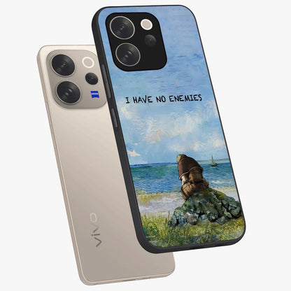 Peace Beyond War Glass Case displayed in angled mockup highlighting meaningful message design with artistic aesthetic style.