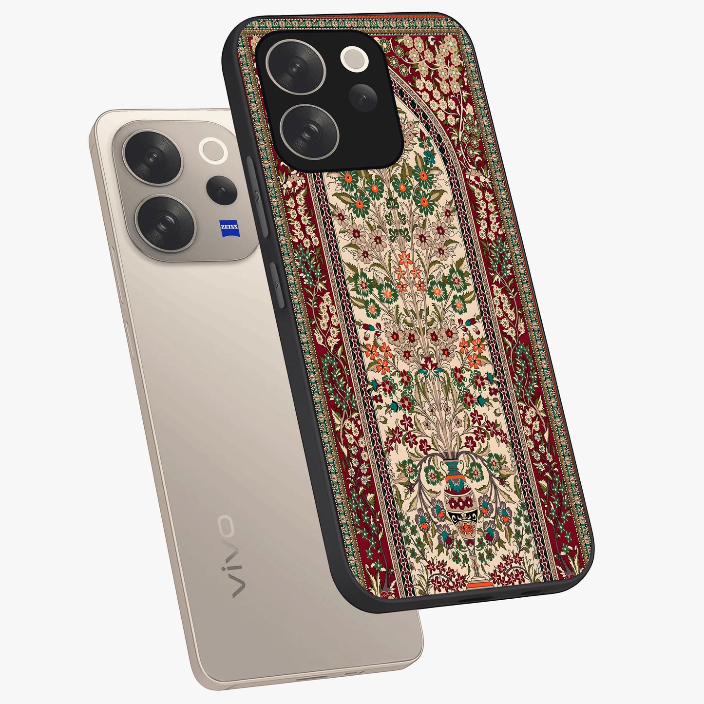 Persian Inspired Glass Case displayed in angled mockup highlighting intricate traditional design with elegant cultural aesthetic.