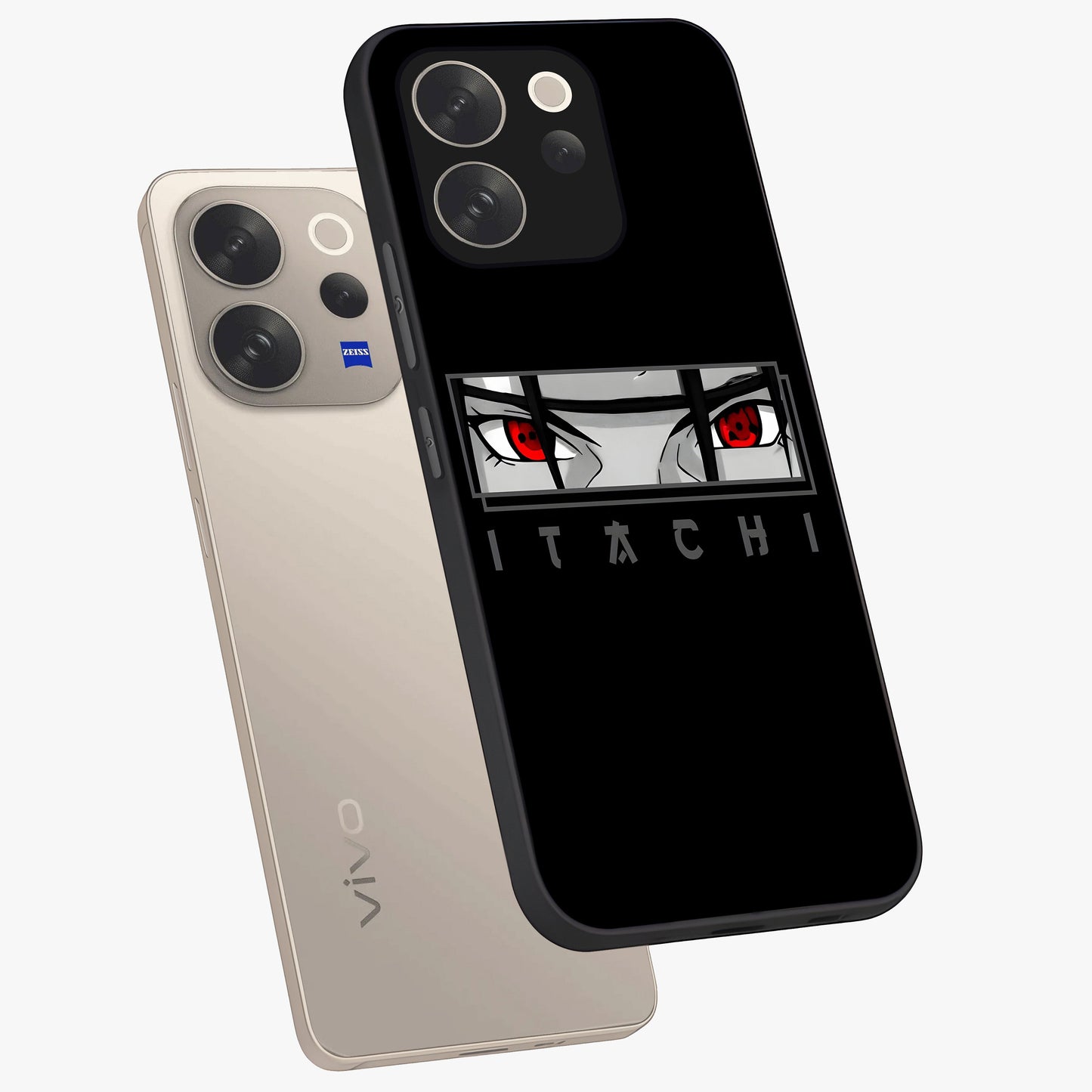 Scarlet Gaze Dominance Glass Case displayed in angled mockup highlighting intense visual design with bold scarlet aesthetic.