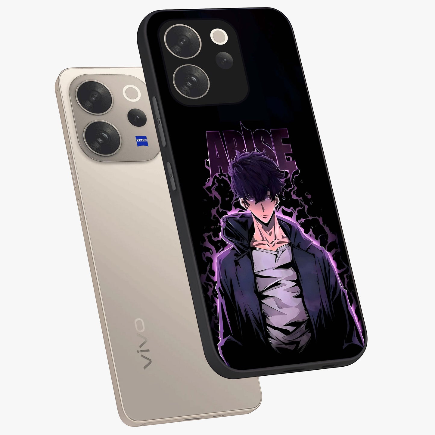Shadow Monarch Awakening Glass Case displayed in angled mockup highlighting dramatic shadow warrior design with fantasy aesthetic.