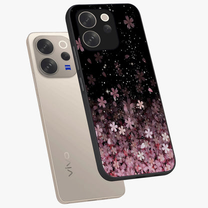 Small Starry Flowers Glass Case displayed in angled mockup highlighting tiny flower pattern with celestial aesthetic style.