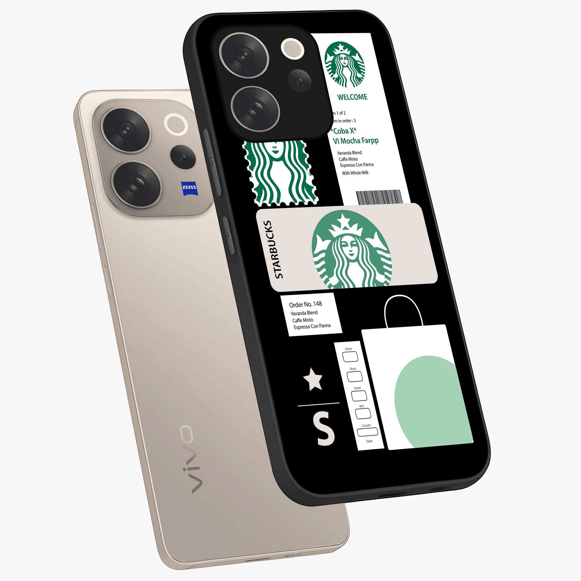 Starbucks Mocha Glass Case displayed in angled mockup highlighting stylish mocha themed design with cozy café aesthetic.