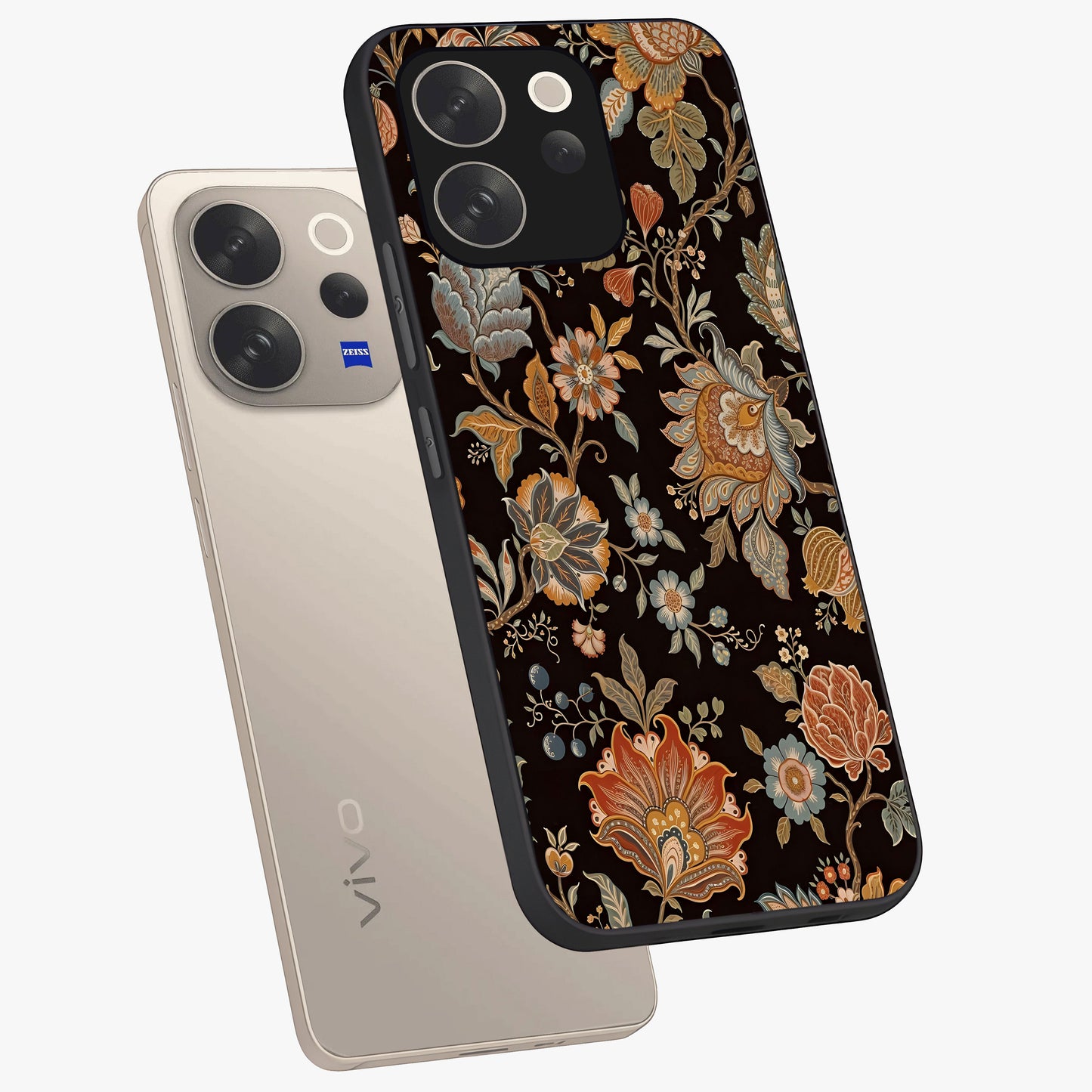 Vintage Floral Dream Glass Case displayed in angled mockup highlighting elegant vintage flower design with soft aesthetic style.