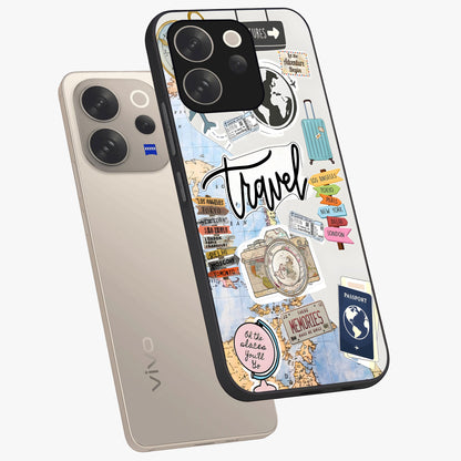 Wanderlust Journal Glass Case displayed in angled mockup highlighting adventure themed design with aesthetic travel vibe.